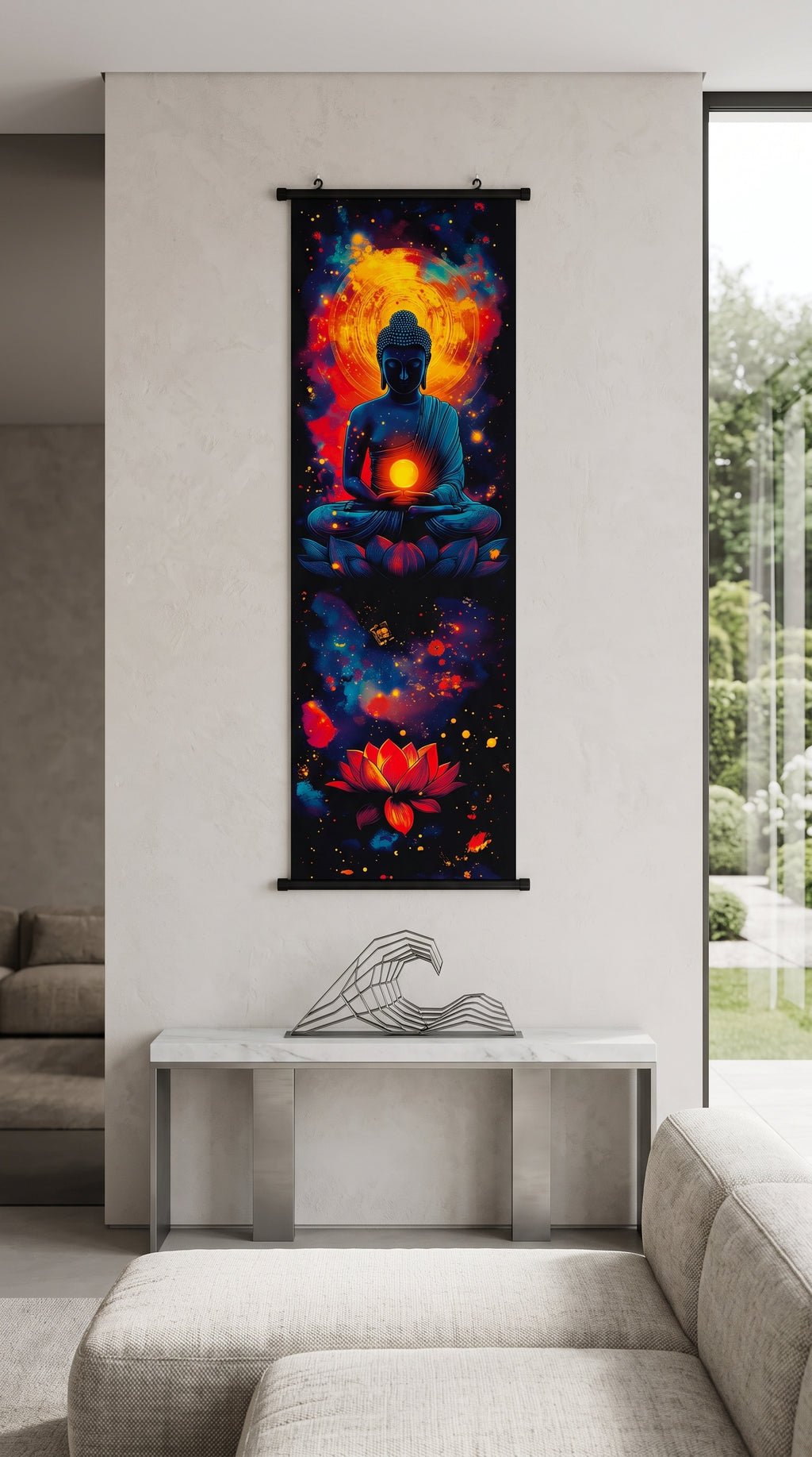 Kozmikus Megvilágosodás Buddha Vászon Falikép (Fali Tekercs)