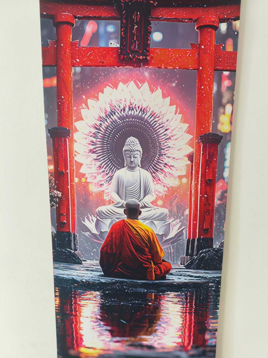 Japán Torii Kapu és Meditáló Szerzetes Vászon Falikép (Fali Tekercs)