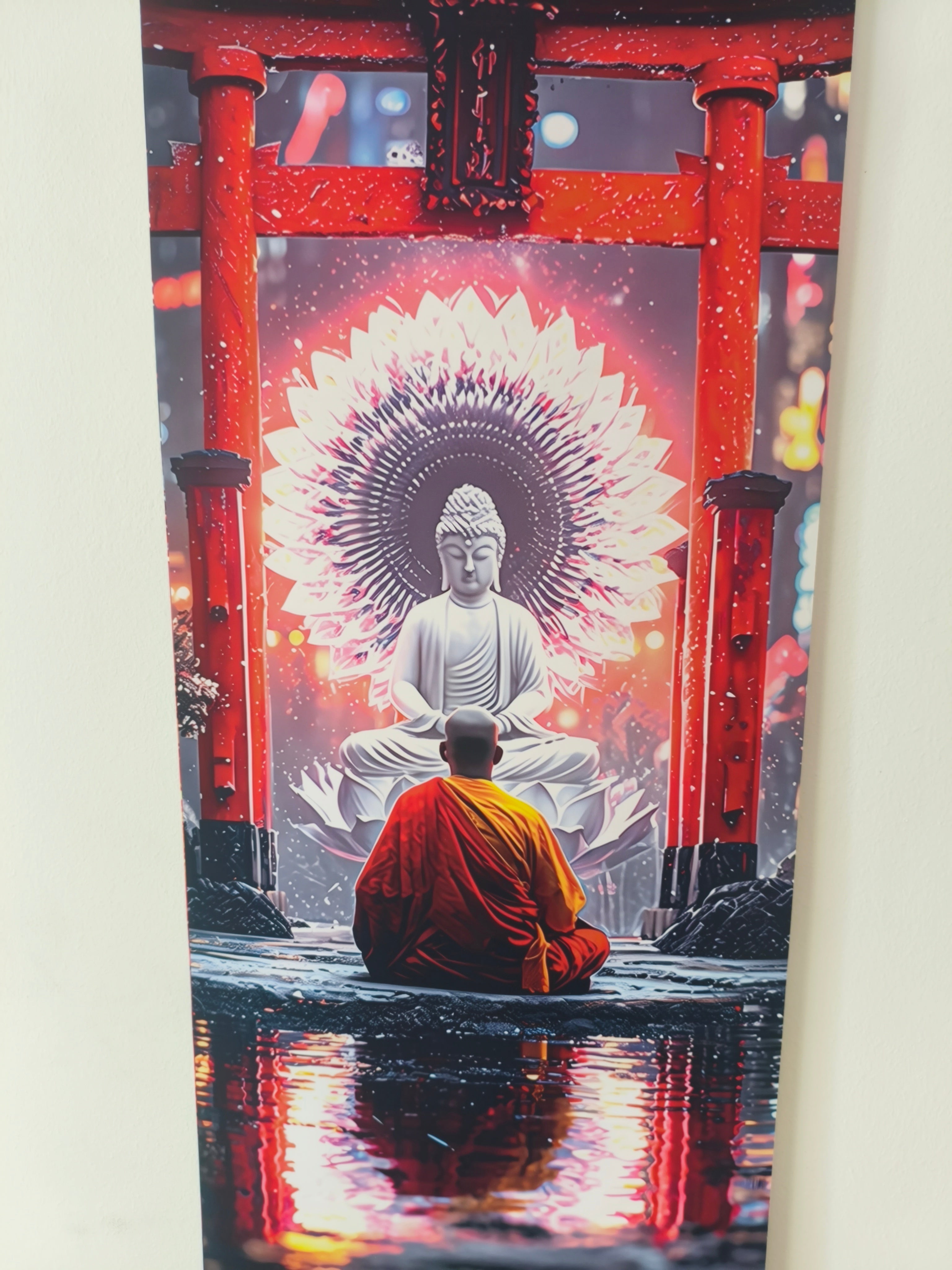 Japán Torii Kapu és Meditáló Szerzetes Vászon Falikép (Fali Tekercs)