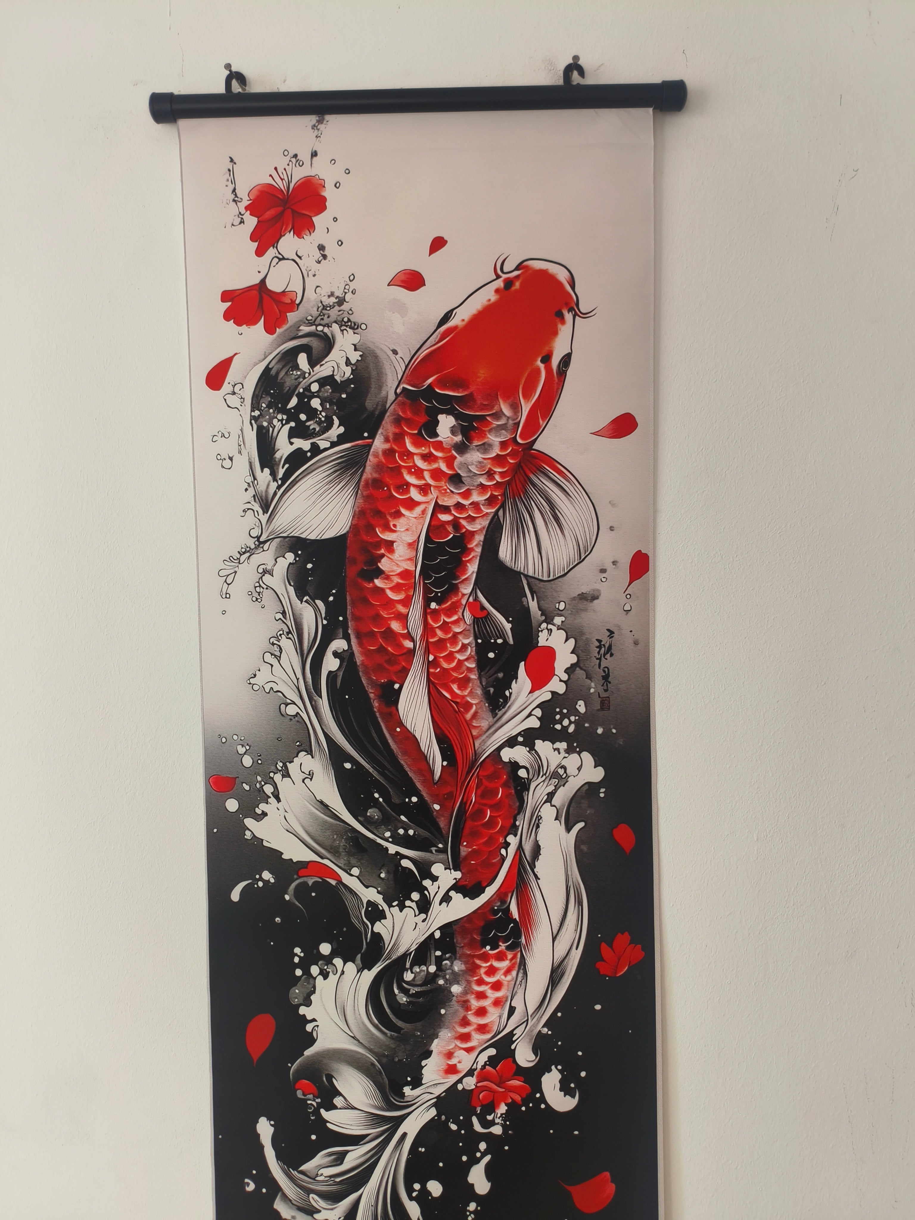 Japán Koi Ponty Vászon Falikép (Fali Tekercs)