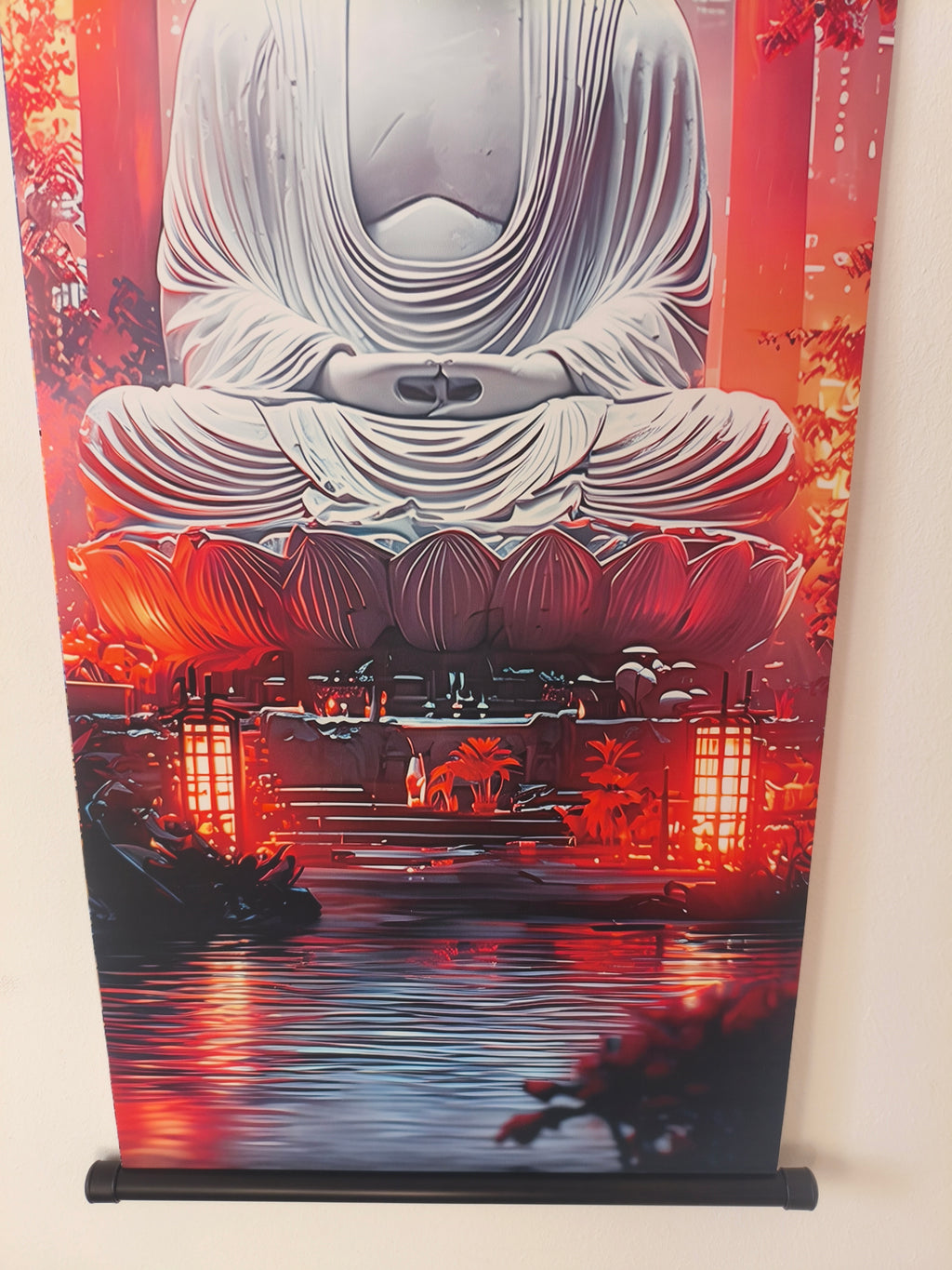 Cyberpunk Buddha és Torii Kapu Vászon Falikép (Fali Tekercs)