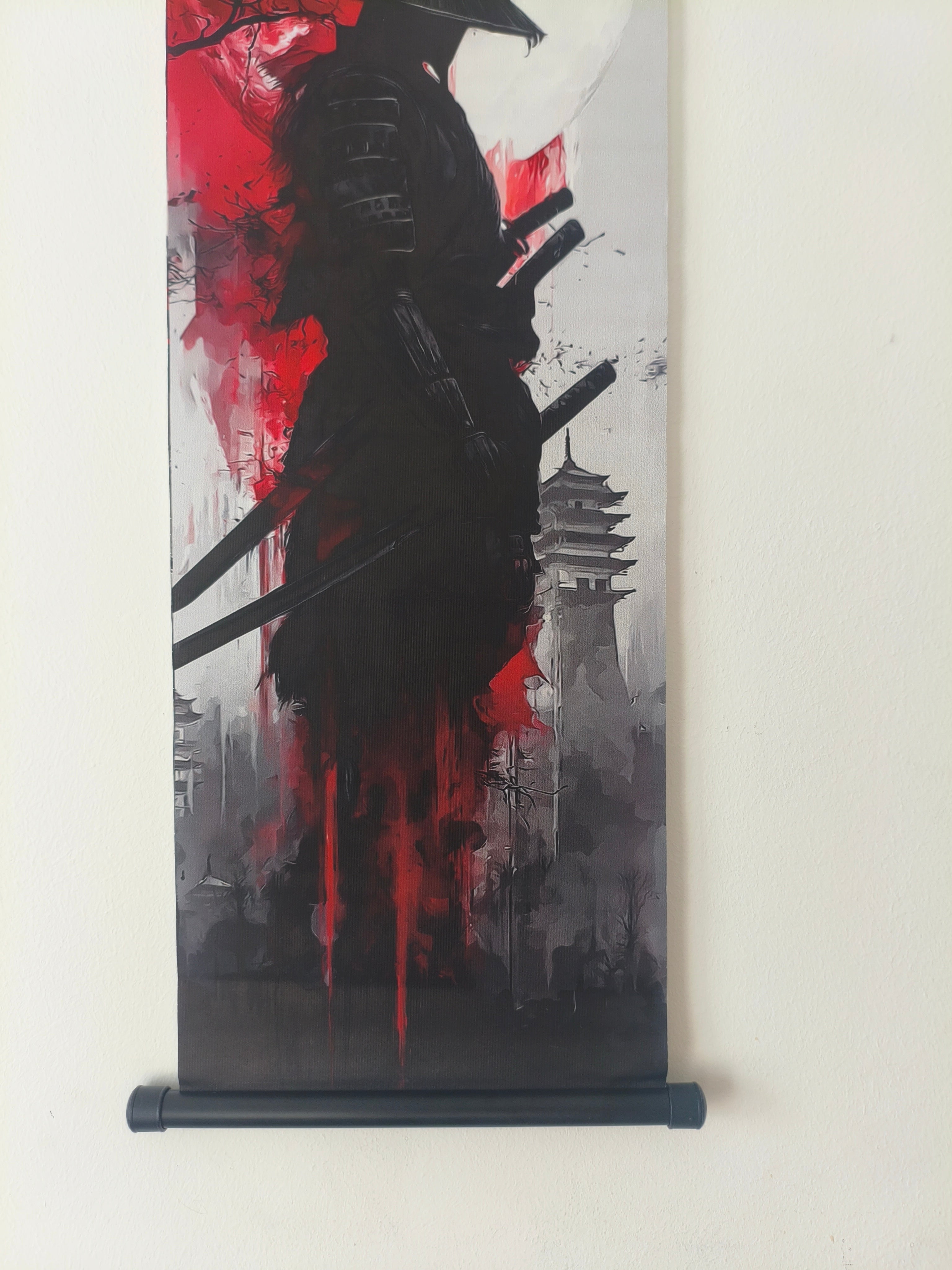 Japán Rónin Harcos Holdfénynél Vászon Falikép (Fali Tekercs)