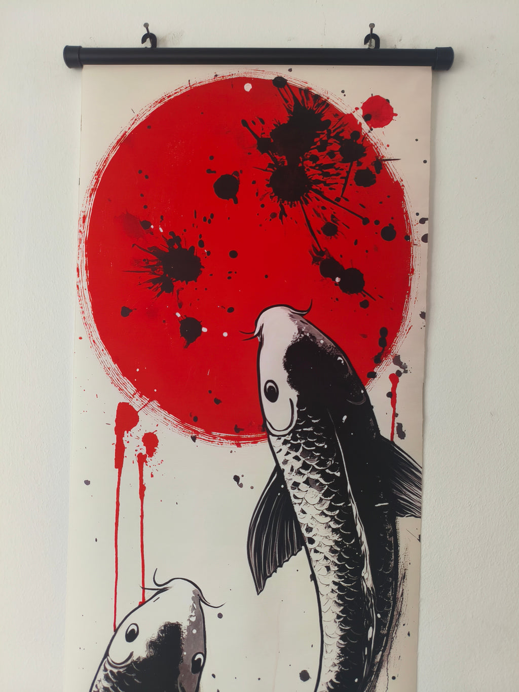 Japán Yin-Yang Koi Pontyok Vászon Falikép (Fali Tekercs)