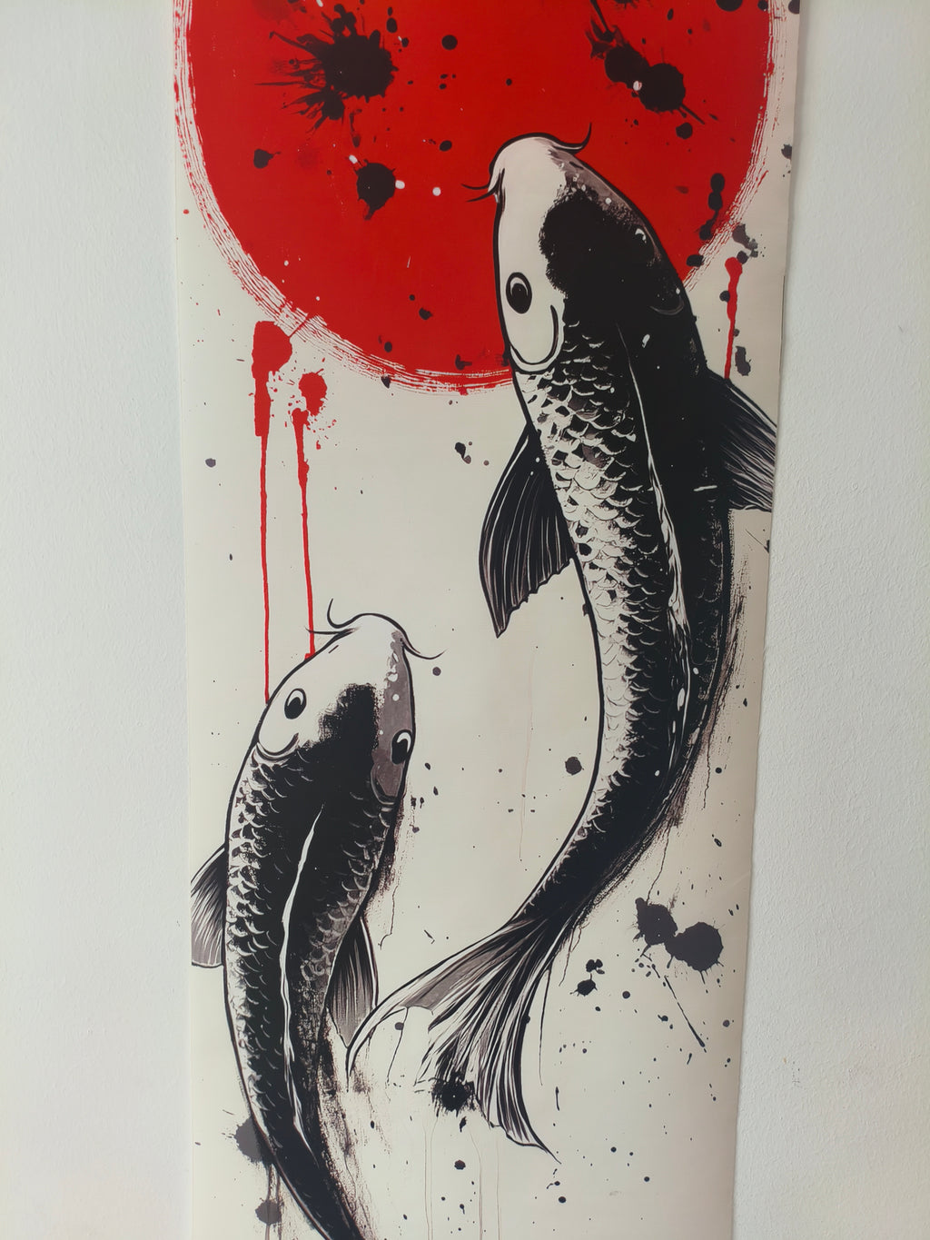Japán Yin-Yang Koi Pontyok Vászon Falikép (Fali Tekercs)