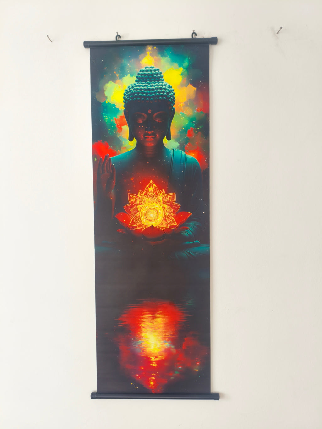 Kozmikus Meditáló Buddha Vászon Falikép (Fali Tekercs)