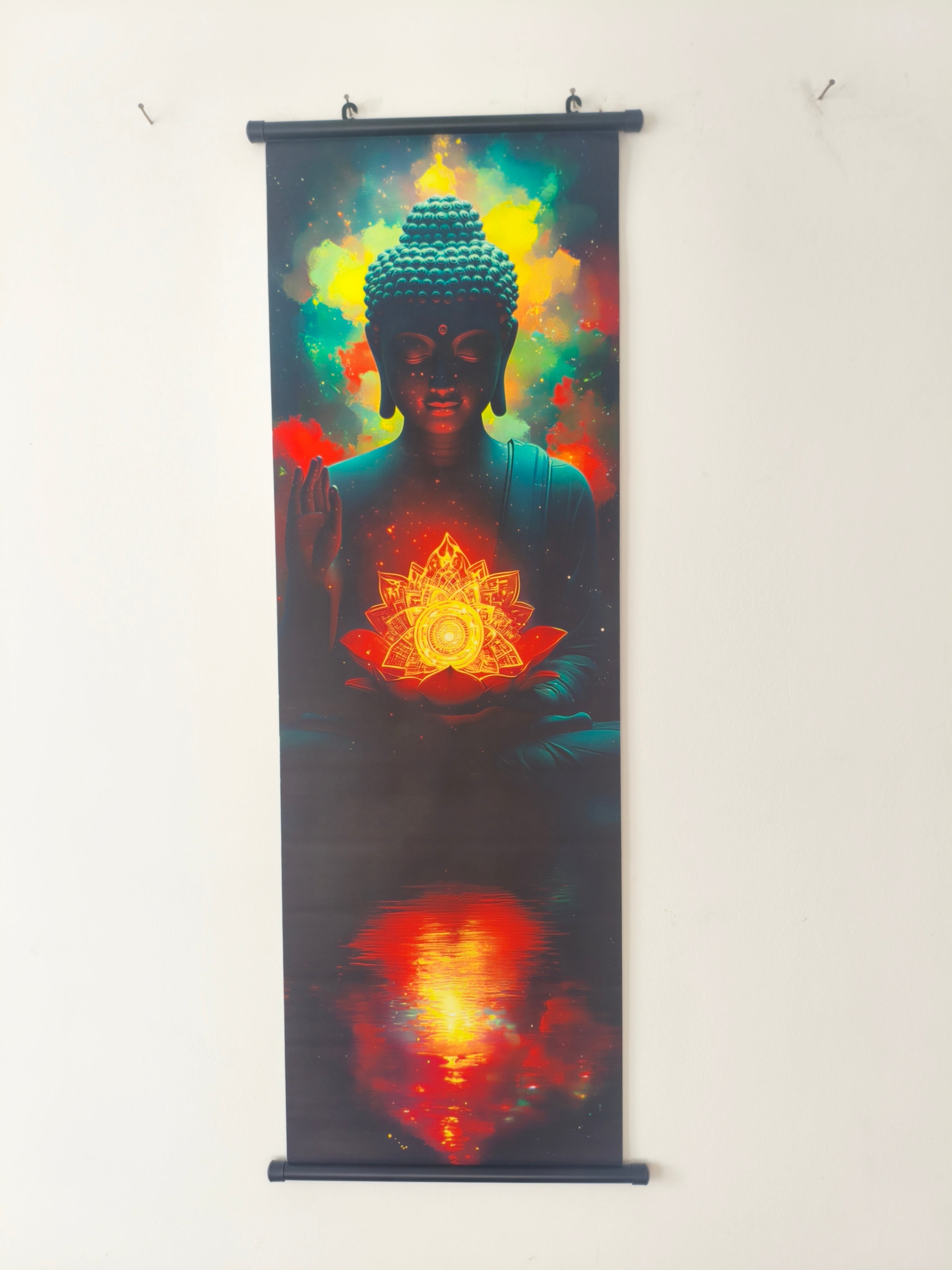 Kozmikus Meditáló Buddha Vászon Falikép (Fali Tekercs)