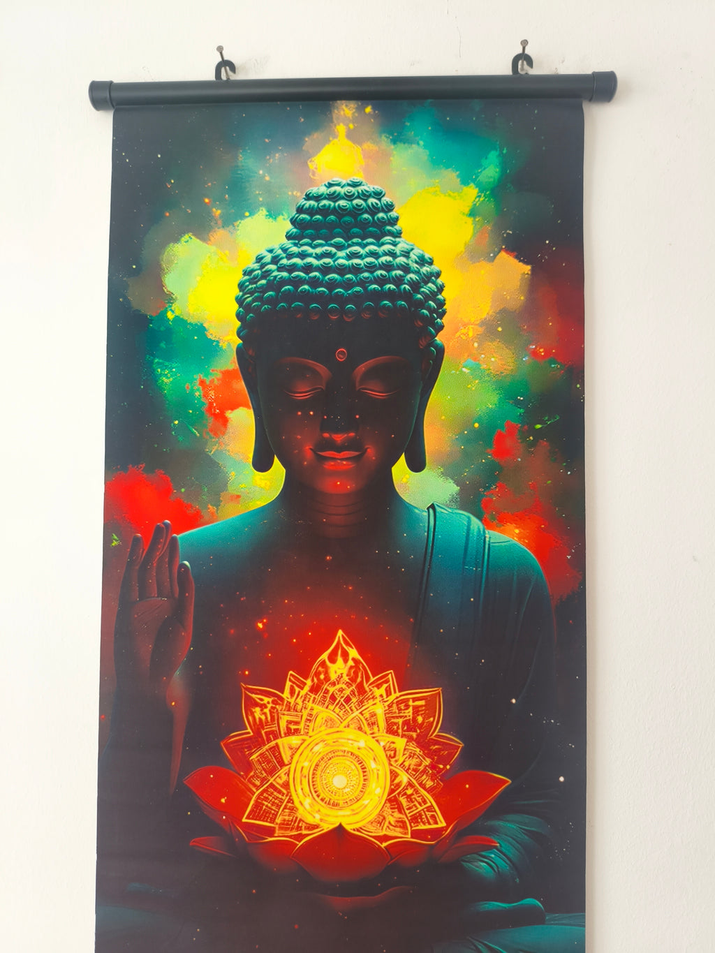 Kozmikus Meditáló Buddha Vászon Falikép (Fali Tekercs)