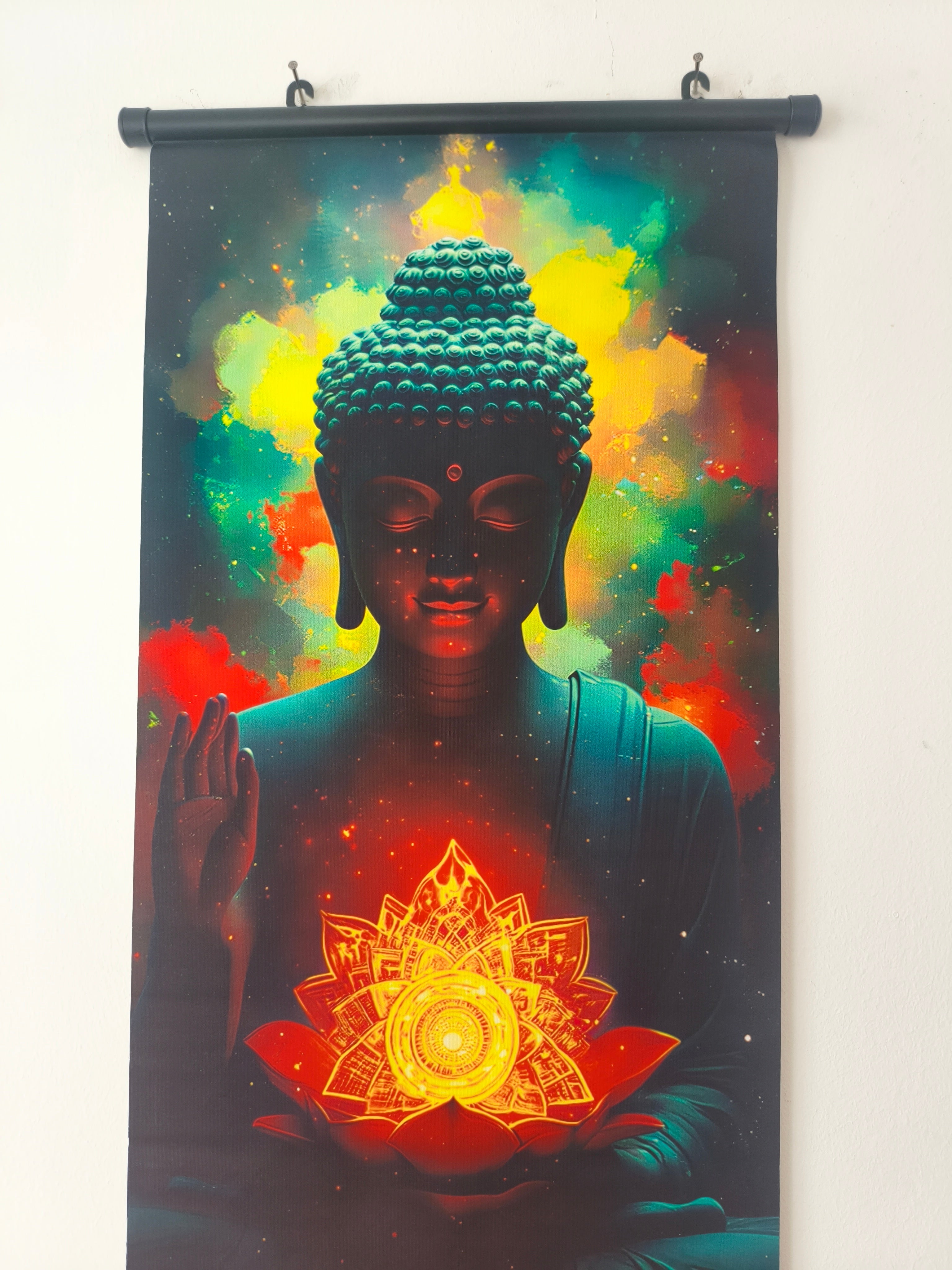 Kozmikus Meditáló Buddha Vászon Falikép (Fali Tekercs)