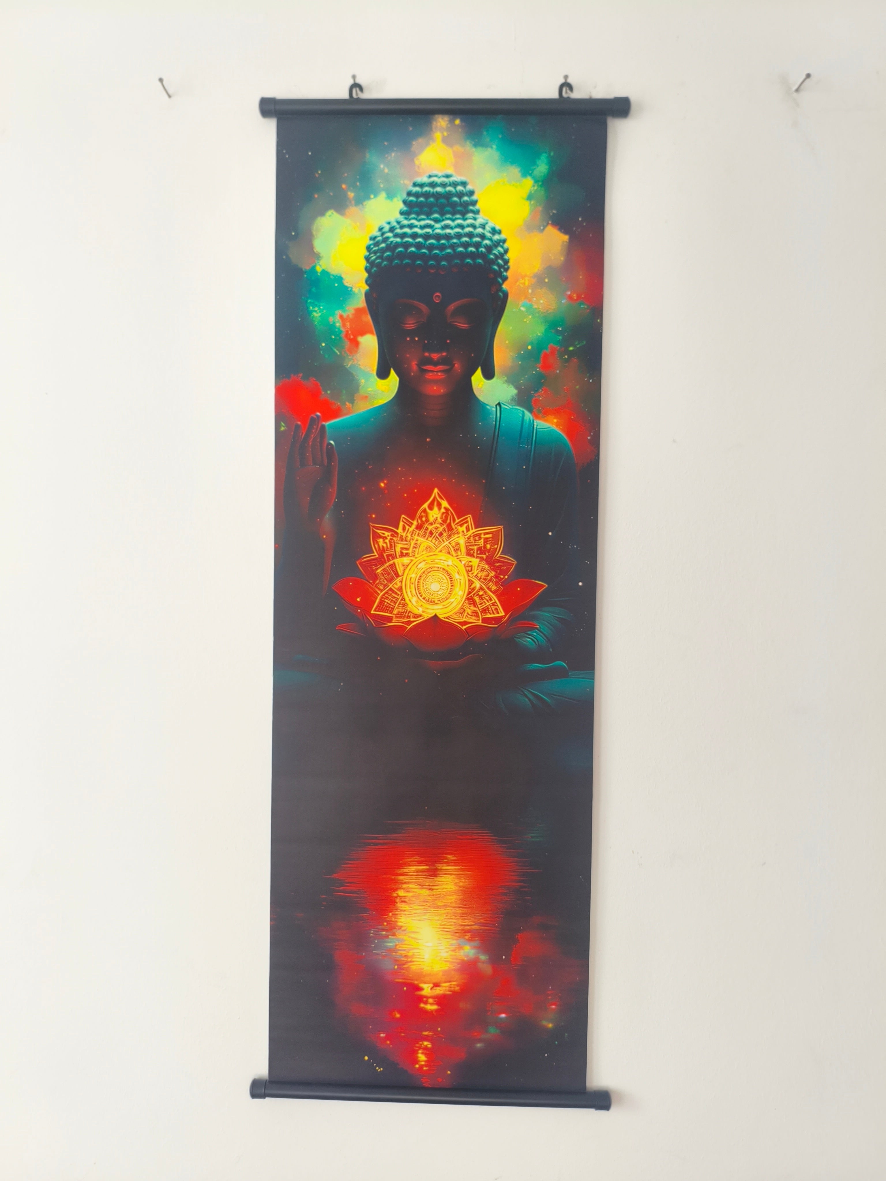 Kozmikus Meditáló Buddha Vászon Falikép (Fali Tekercs)