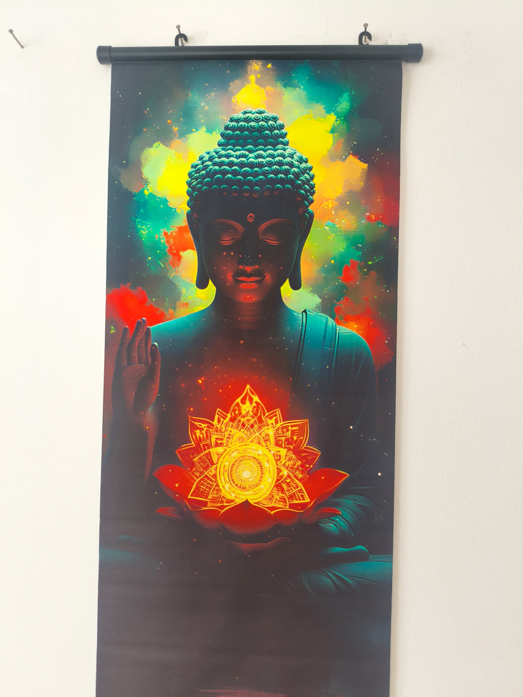 Kozmikus Meditáló Buddha Vászon Falikép (Fali Tekercs)