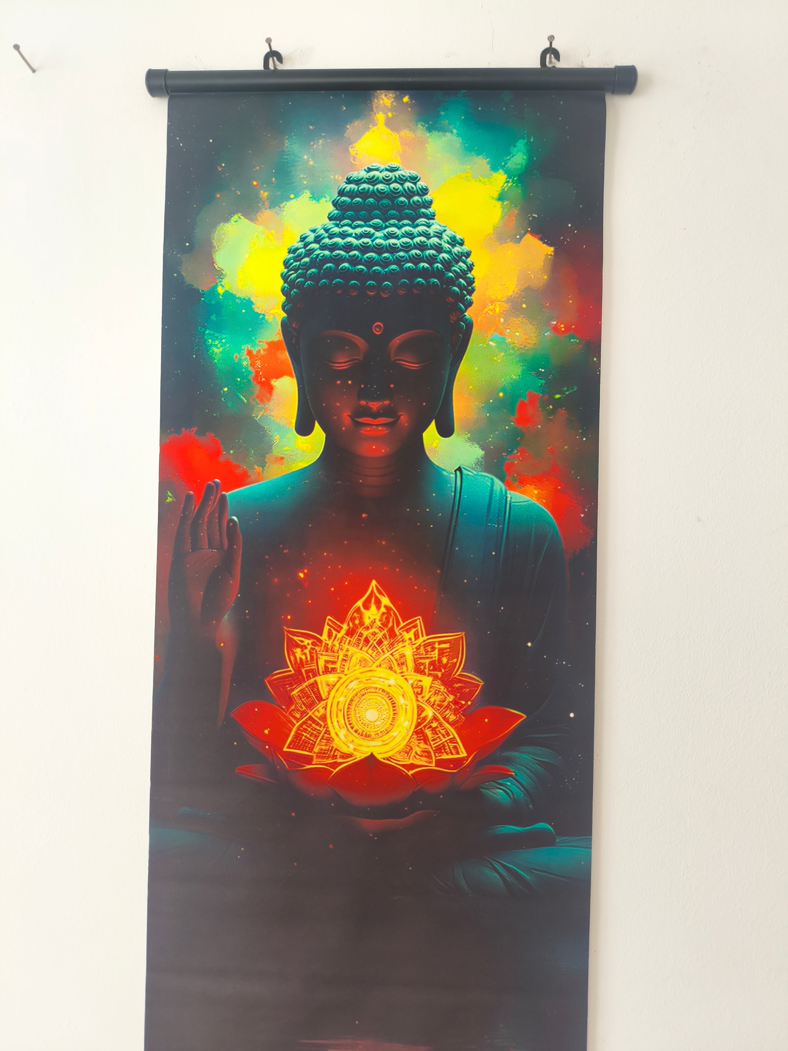 Kozmikus Meditáló Buddha Vászon Falikép (Fali Tekercs)