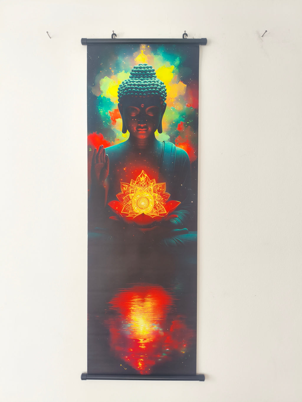 Kozmikus Meditáló Buddha Vászon Falikép (Fali Tekercs)