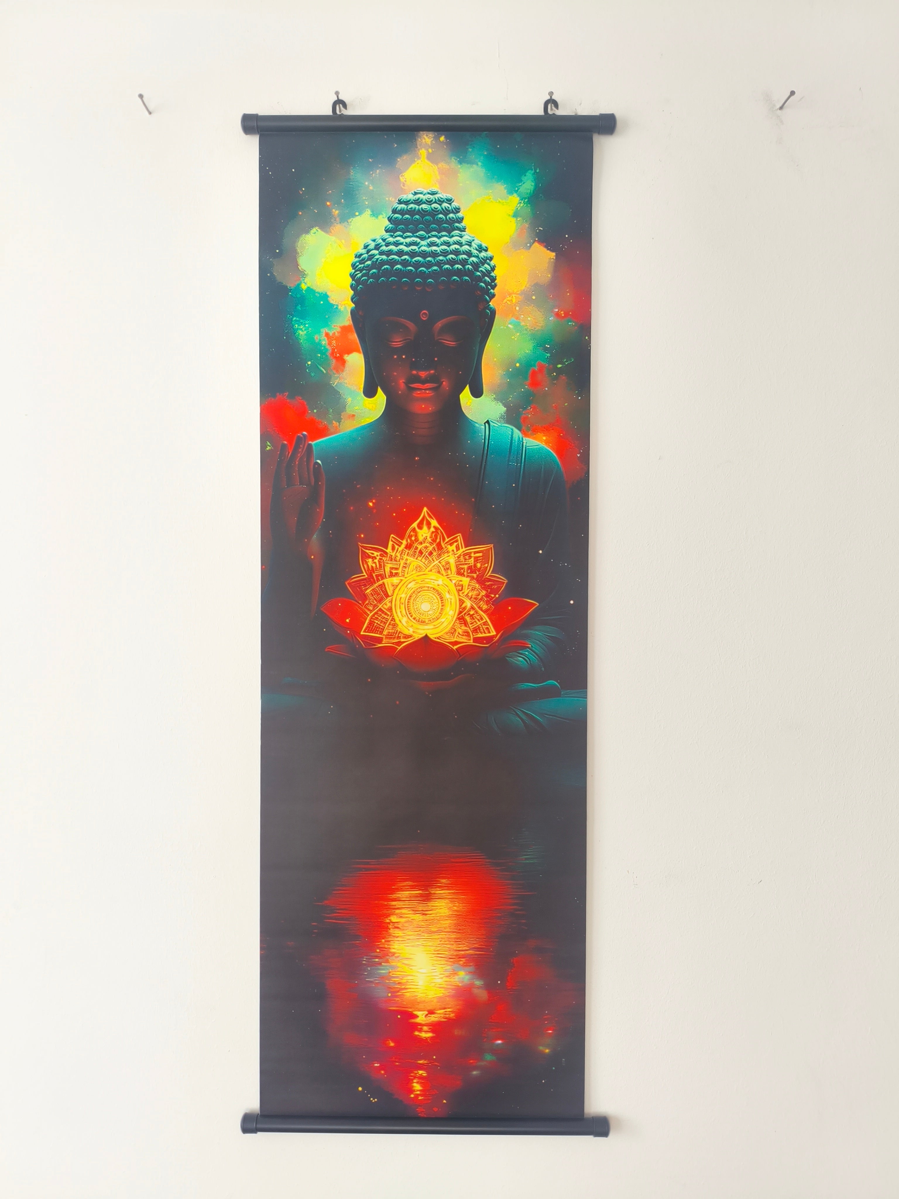 Ragyogó Megvilágosodás Buddha Vászon Falikép (Fali Tekercs)